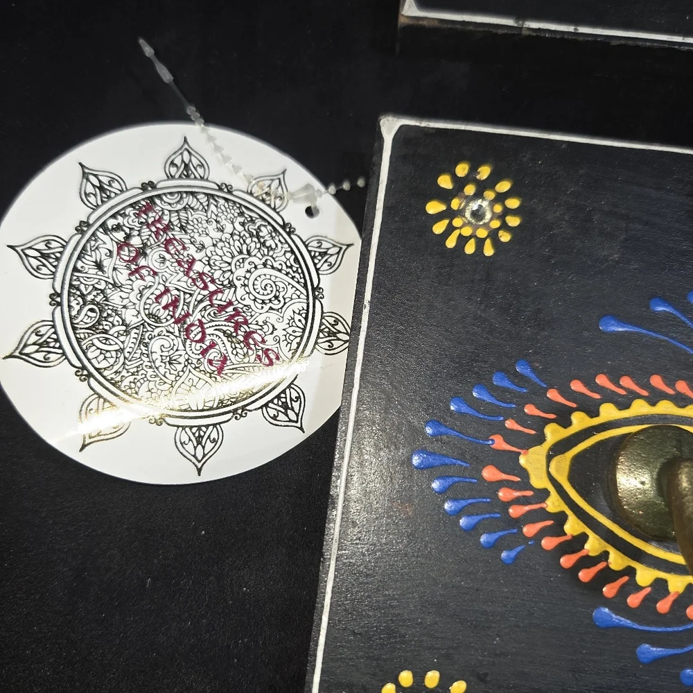 Colorful Painted Wall Plaques With Hooks Boho Chakra Set Of 2